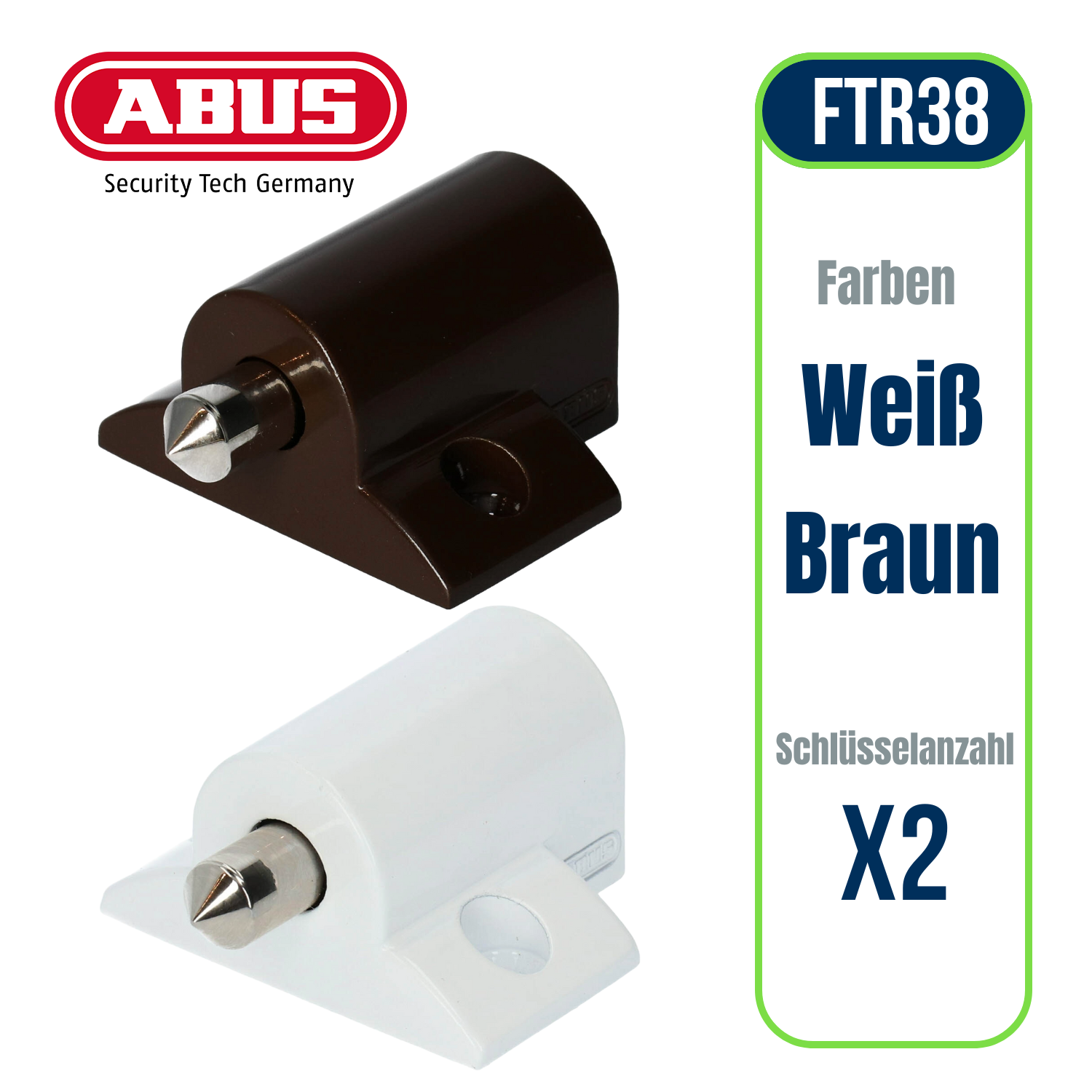 ABUS FTR38 Fenstersicherung Zusatzsicherung Gleichschließend für Schiebefenster  Schiebtüre