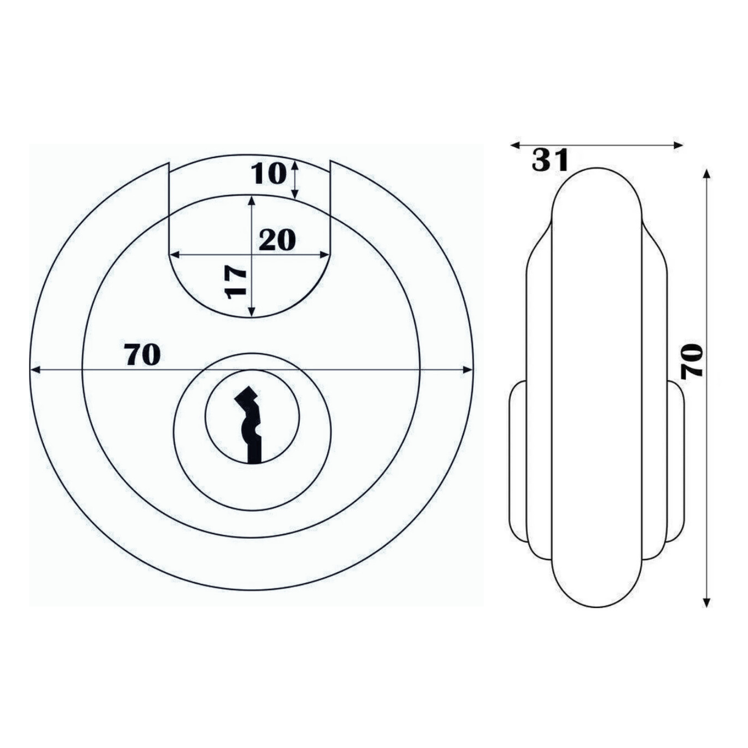 ABUS Diskus 24/70 Rahmenschloss Gleichschließend Robust Rostfrei Shlüsselanzahl bis 100
