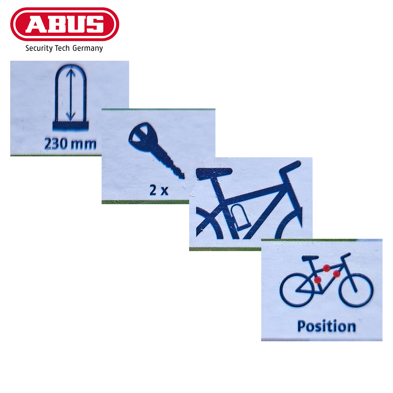 ABUS U-Lock 7601  Bügelschloss Fahrradschloss U 150 / 230 / K / B /BK Halterung zwei Schlüssel