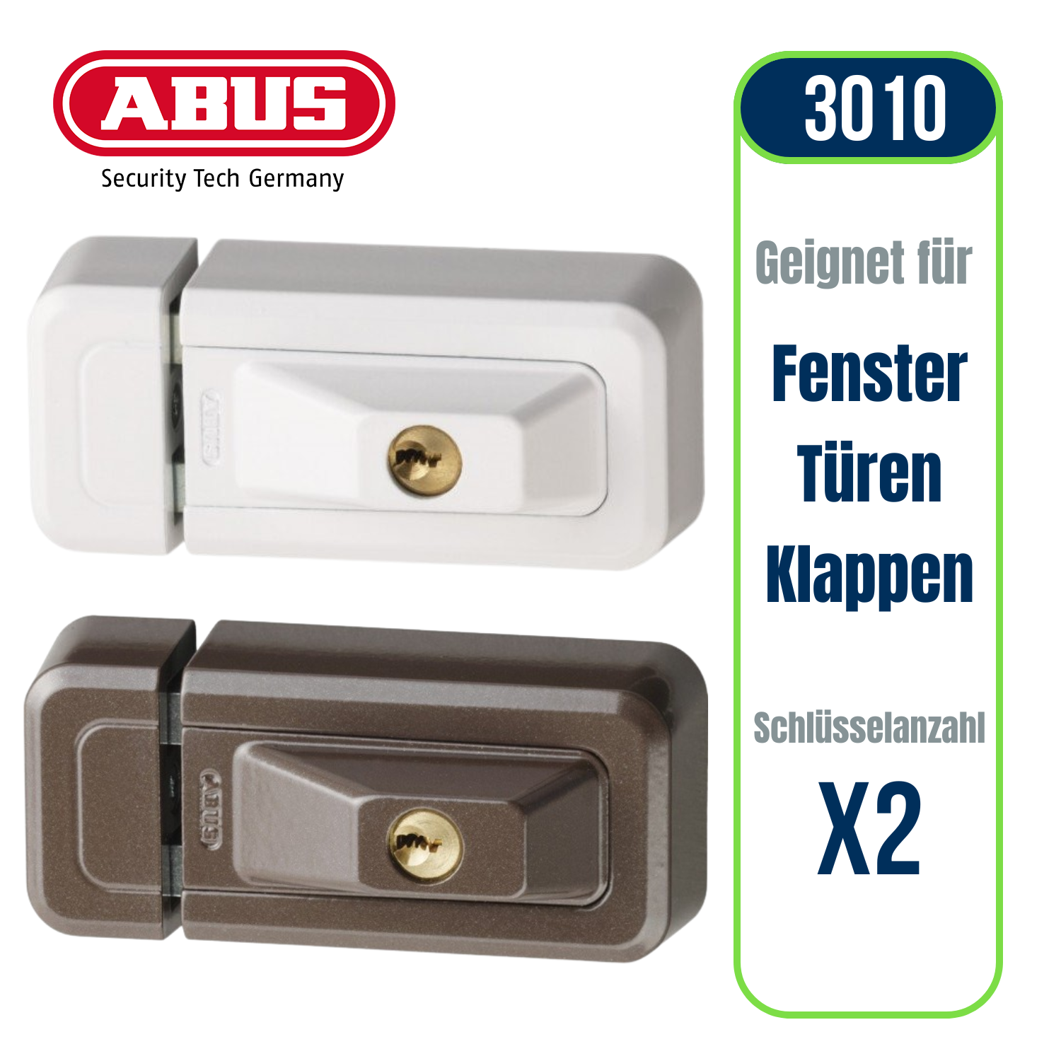 ABUS 3010 Fenstersicherung Universal-Zusatzschloss NEU