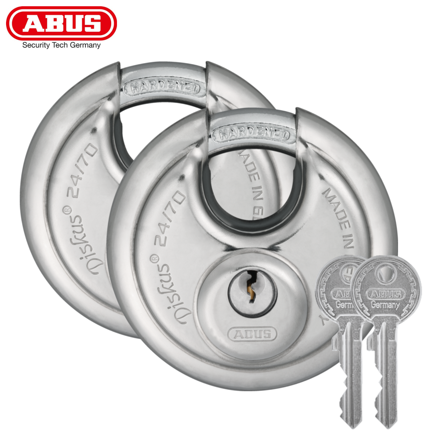 ABUS Diskus 24/70 Vorhangschloss gleichschließend Edelstahl 2 bis 30 Schlüssel